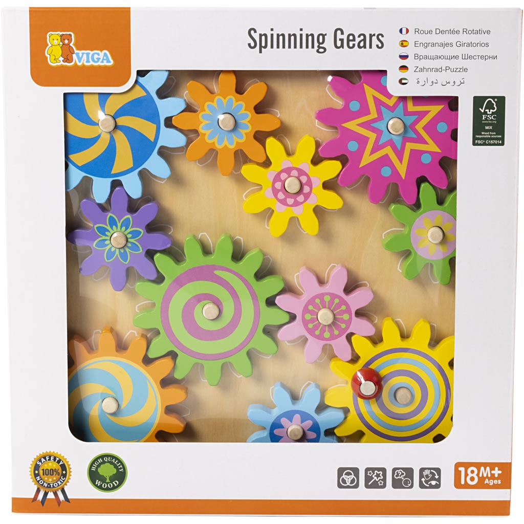 VIGA houten tandwielen activiteit speelgoed, afm 30x30 cm, 1 stuk [HOB-907669]