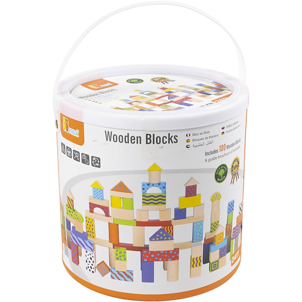 VIGA houten blokken, afm 3 cm, 200 onderdelen/ 1 doos [HOB-907699]