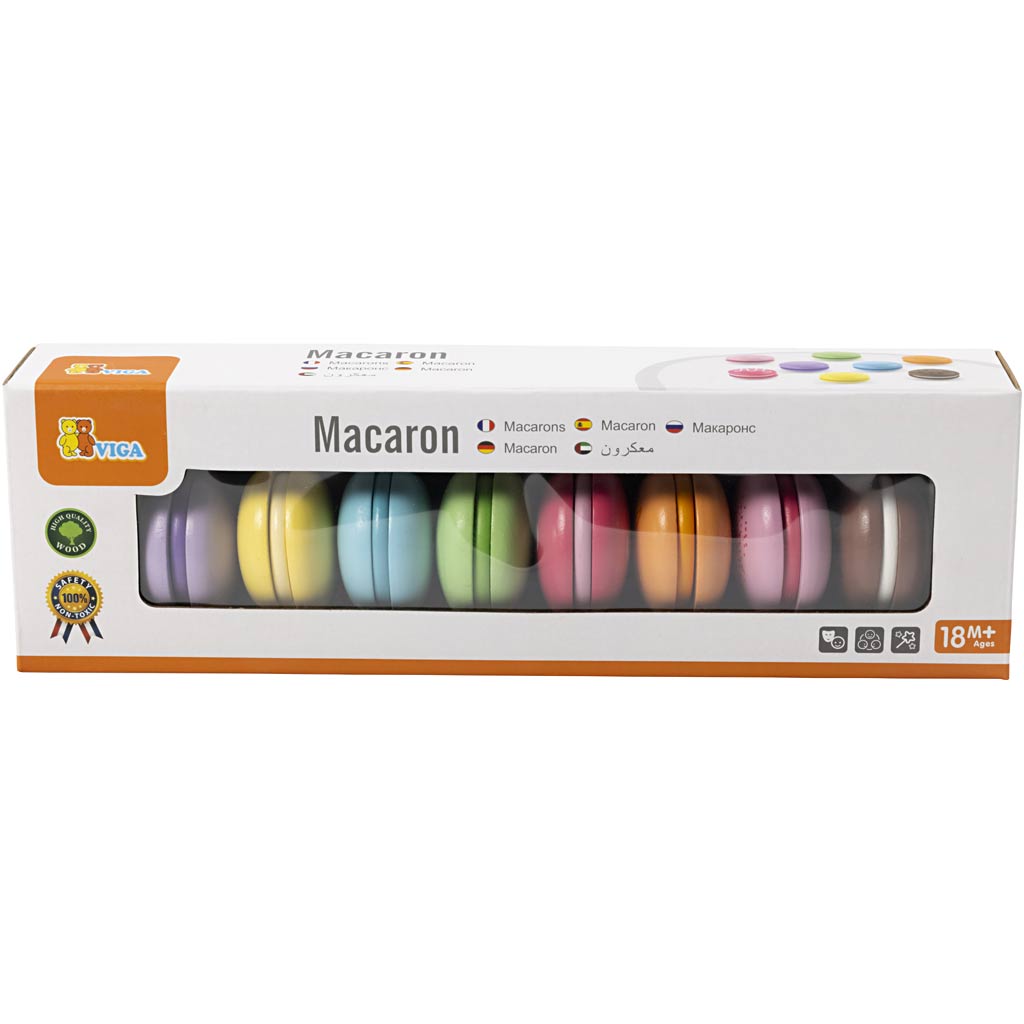 VIGA houten macarons, afm 4,5 cm, 8 stuk/ 1 doos [HOB-907723]