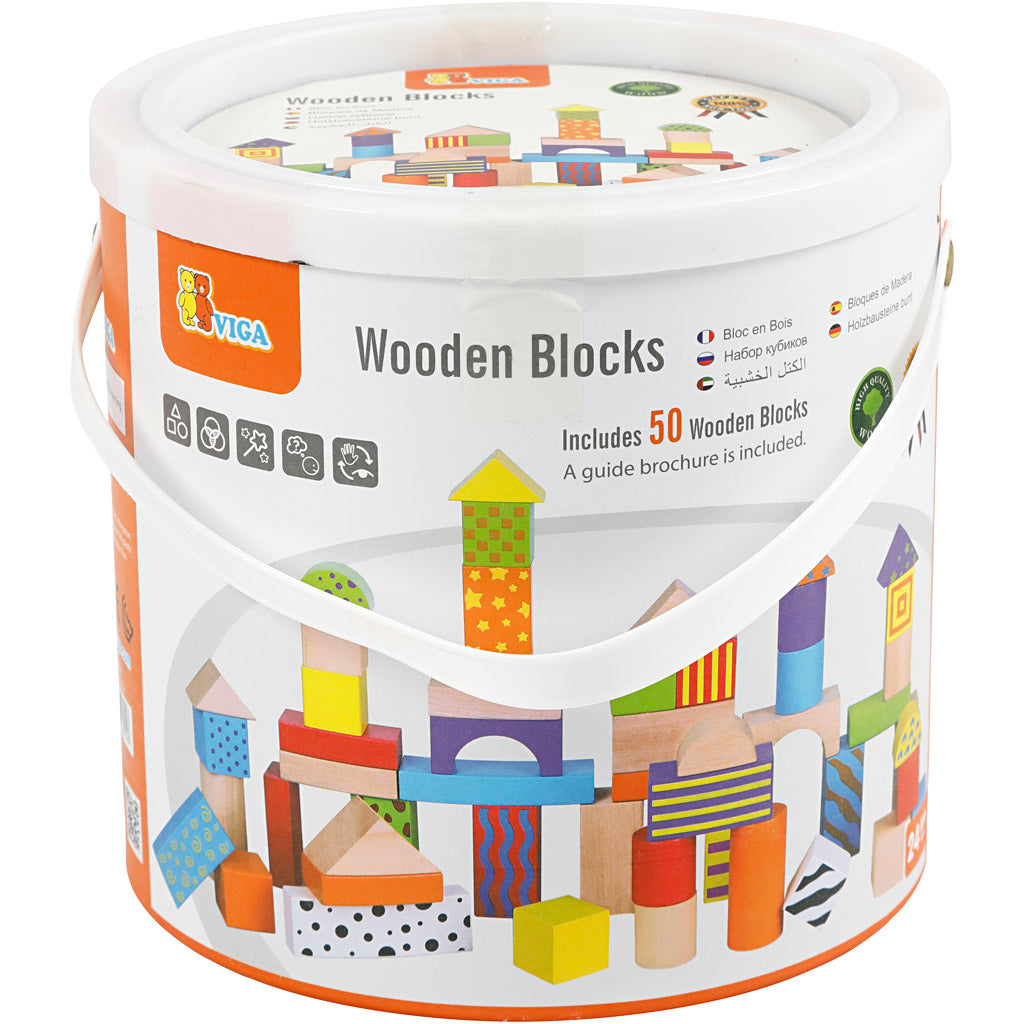 VIGA houten blokken, afm 3 cm, 50 onderdelen/ 1 set [HOB-907729]