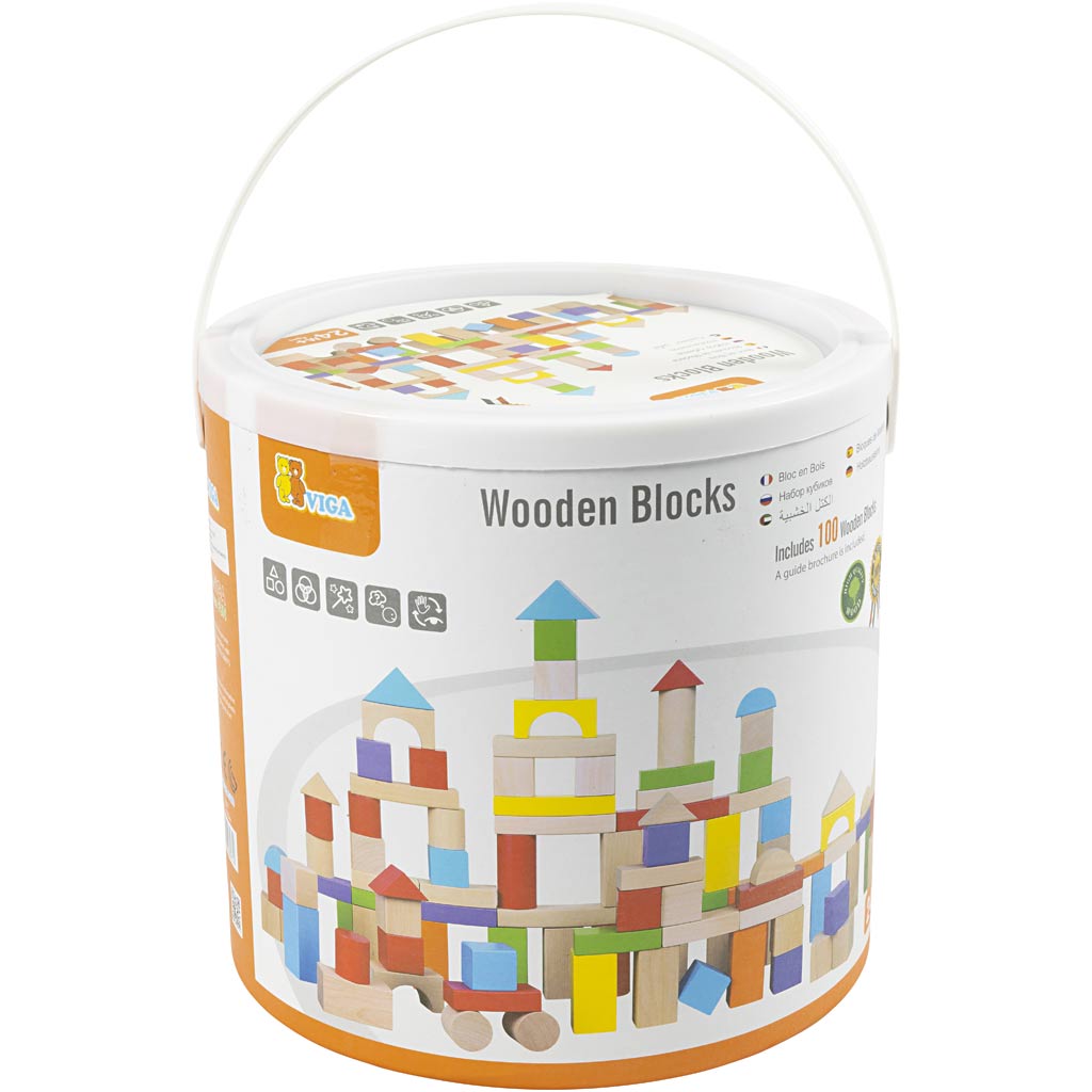 VIGA houten blokken, afm 3 cm, 100 onderdelen/ 1 doos [HOB-907731]