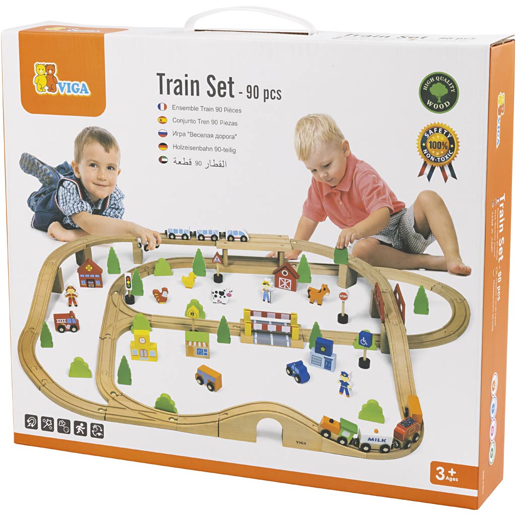 VIGA Spoorweg en stad, 90 onderdelen/ 1 set [HOB-907741]