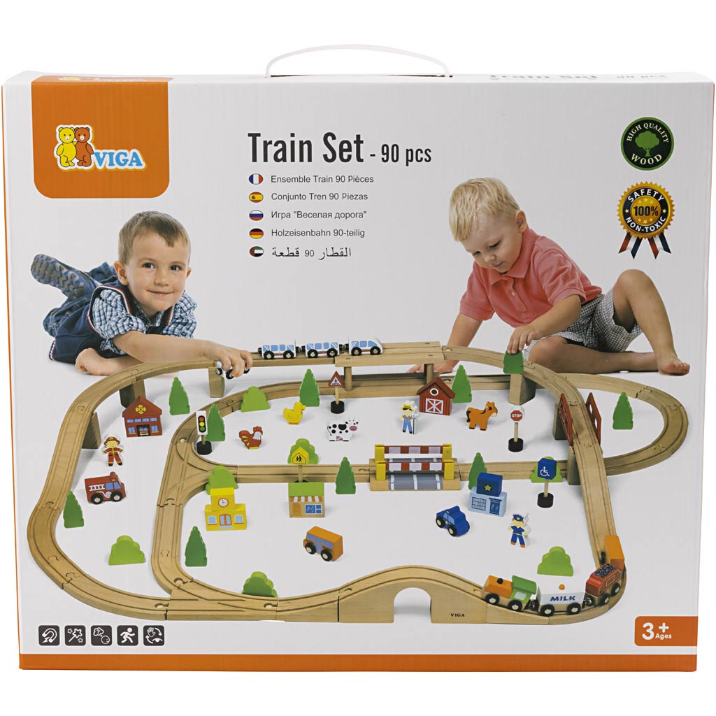 VIGA Spoorweg en stad, 90 onderdelen/ 1 set [HOB-907741]