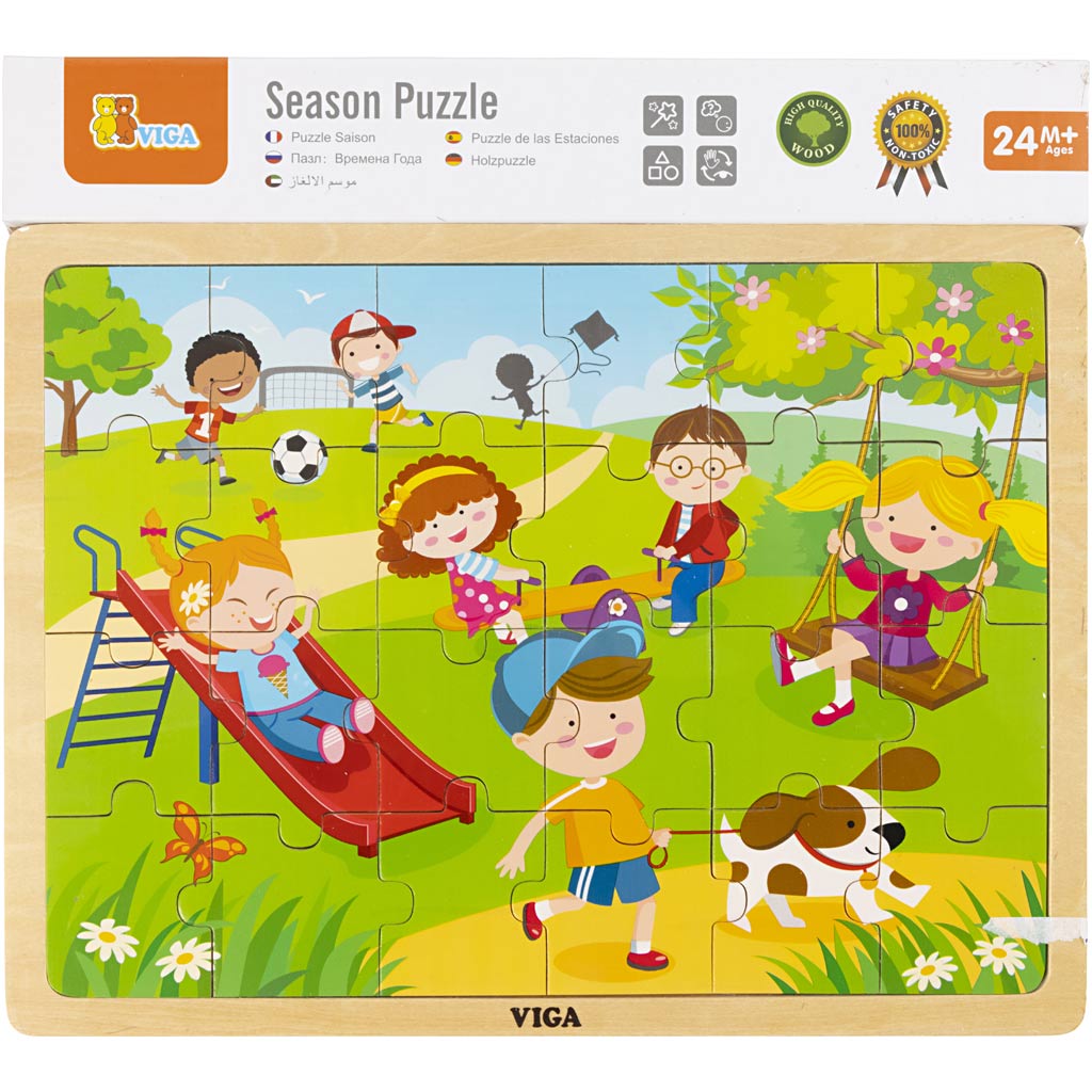 VIGA seizoenen VIGA houten puzzel, de seizoenen, lente, afm 30x22,5 cm, 24 delen, 1 stuk [HOB-907792]