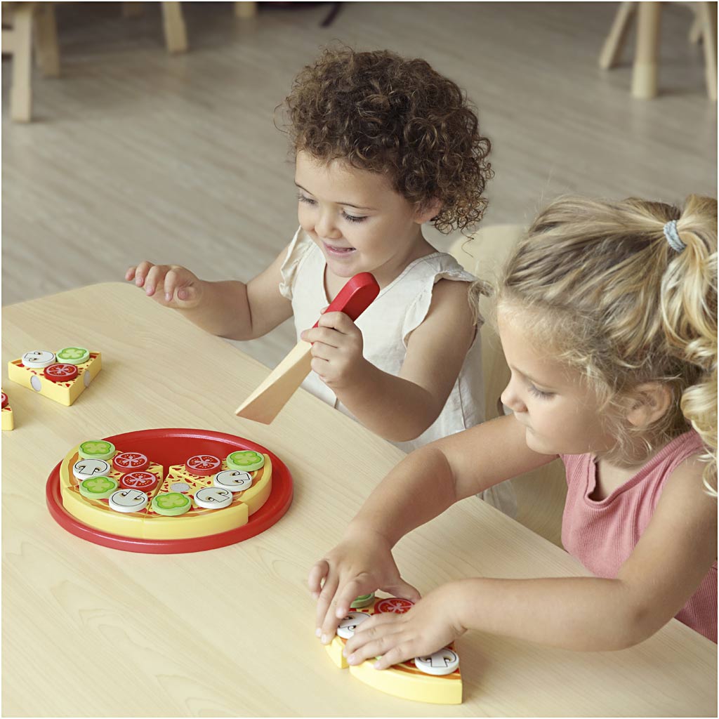 VIGA houten speelpizza, afm 23x3,5 cm, 1 stuk [HOB-907795]