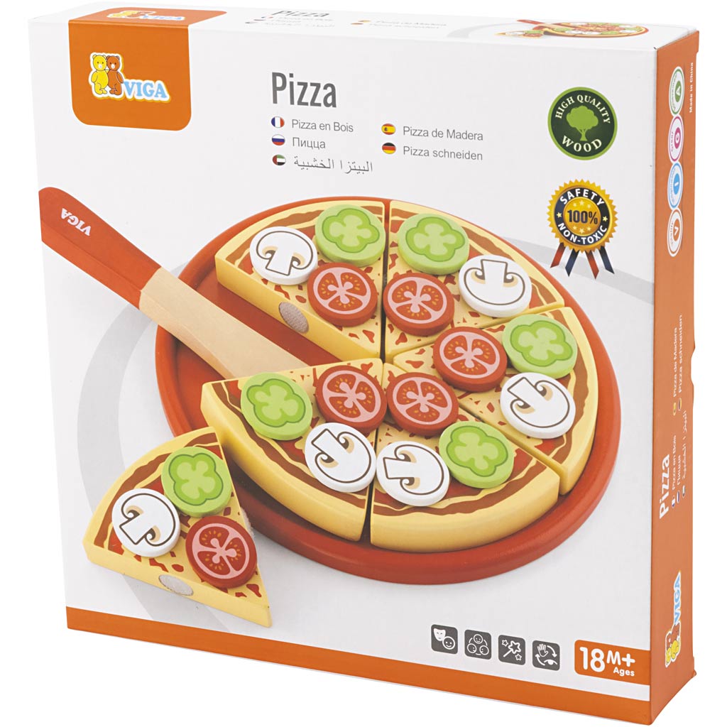 VIGA houten speelpizza, afm 23x3,5 cm, 1 stuk [HOB-907795]