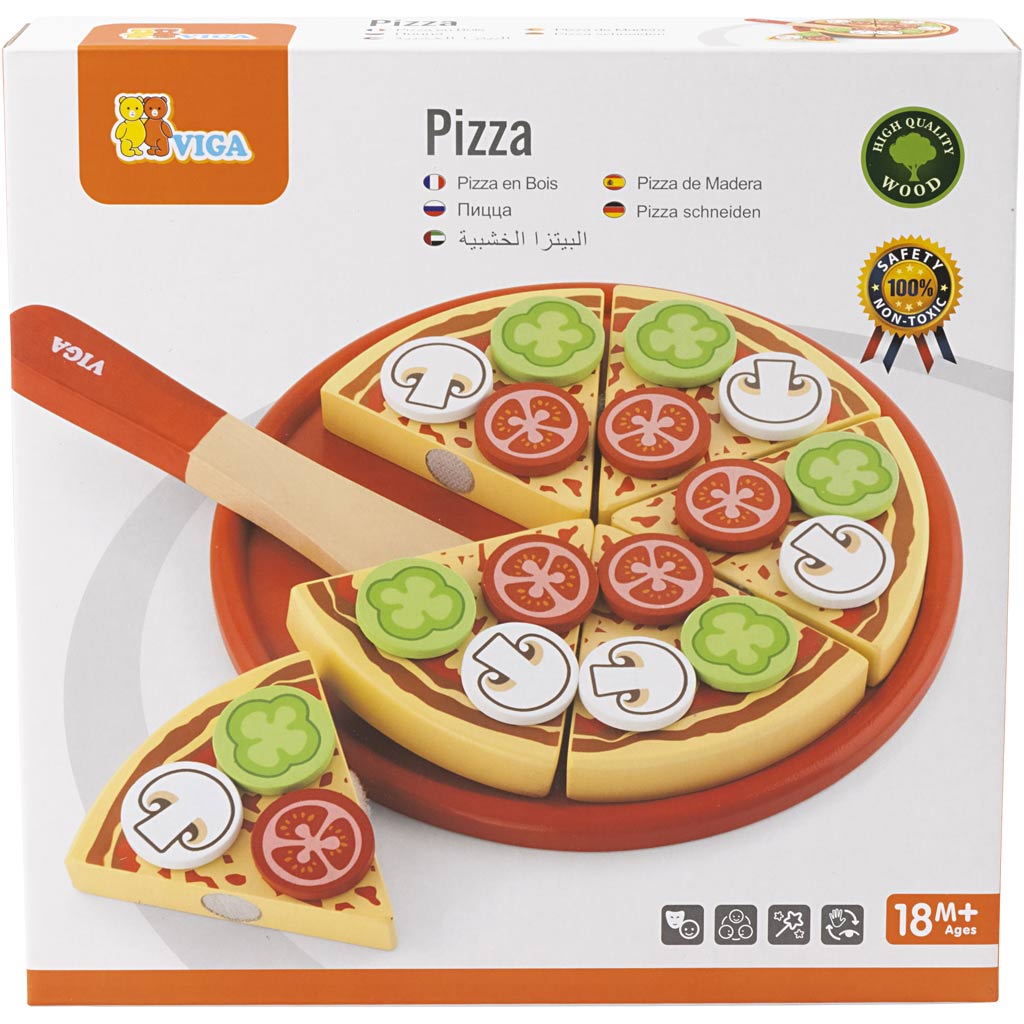 VIGA houten speelpizza, afm 23x3,5 cm, 1 stuk [HOB-907795]