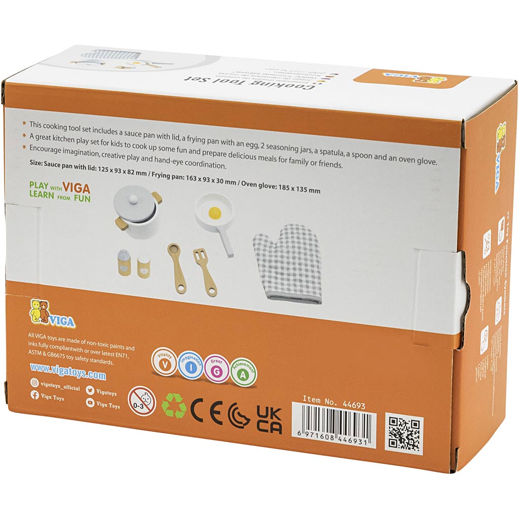 VIGA houten pannenset, kleuren kan variëren , 6 onderdelen/ 1 doos [HOB-908099]