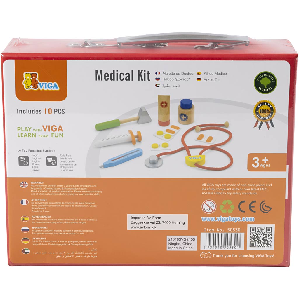 VIGA houten doktersspeelset, 11 onderdelen/ 1 set [HOB-908492]