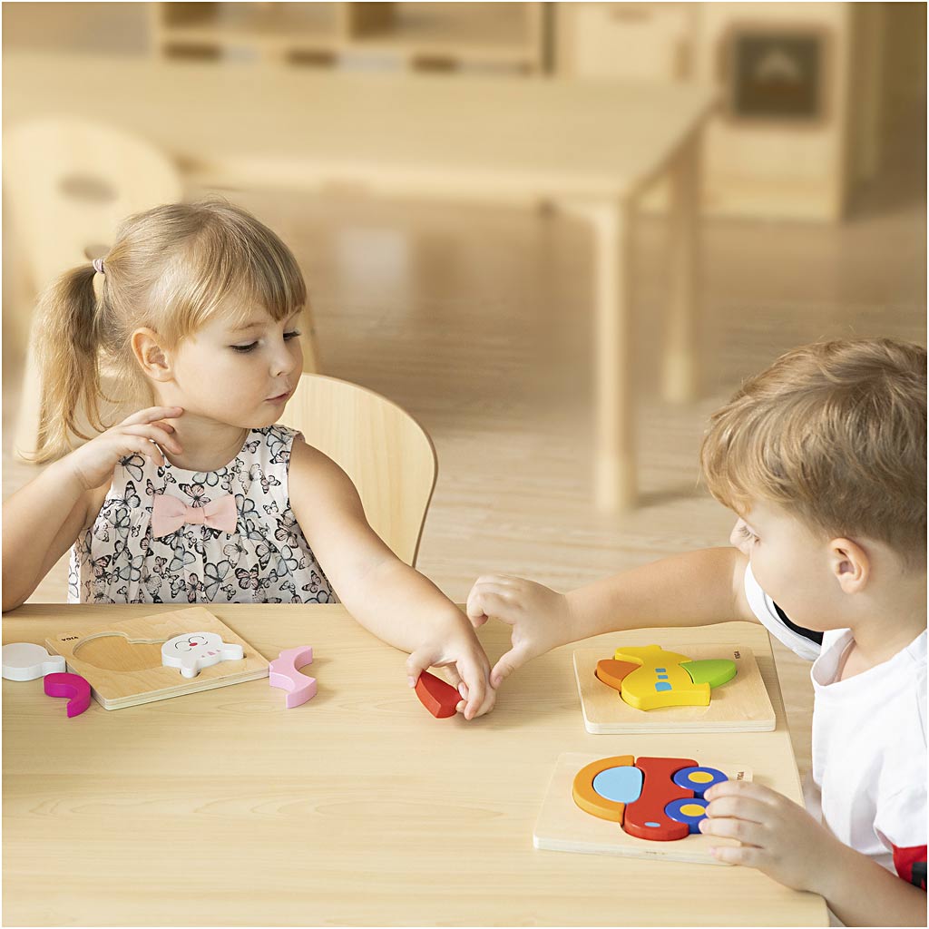 VIGA puzzelrek met 12 legpuzzels, H: 17,5 cm, L: 31,5, B: 16 cm, 2 delen, 12 onderdelen/ 1 set [HOB-908538]