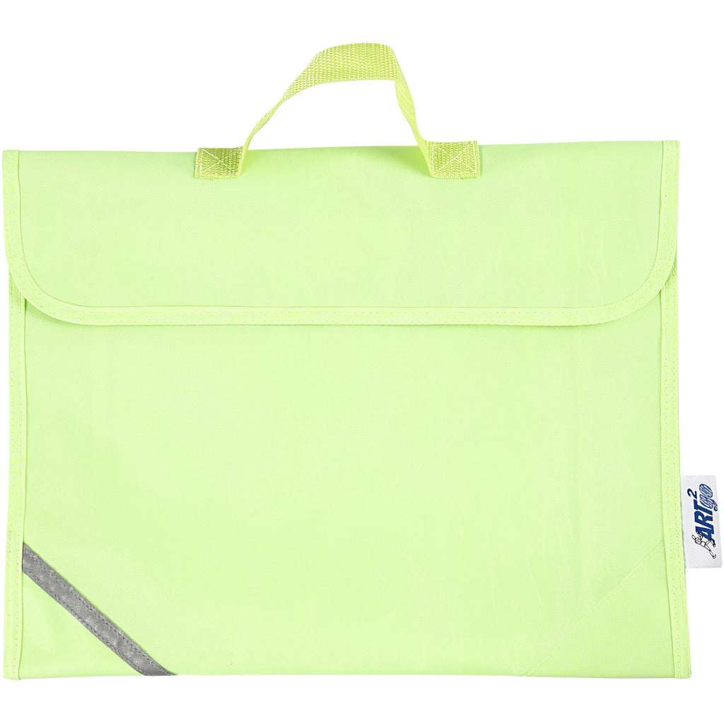 School Bag, D. 9 cm, size 36x29 cm, fluorescent yellow