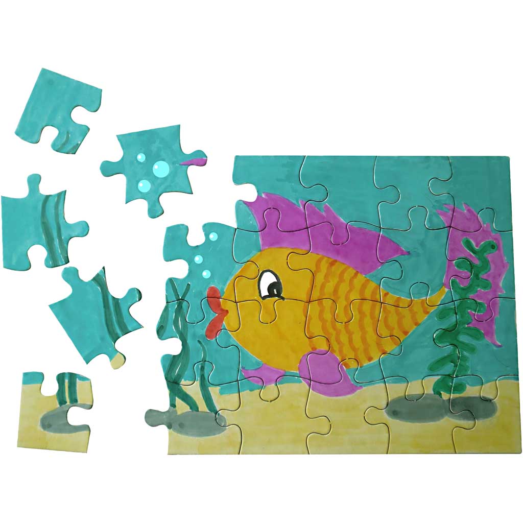 Puzzel, afm 15x21 cm, wit, 24 delen, 16 stuk/ 1 doos [HOB-95194]