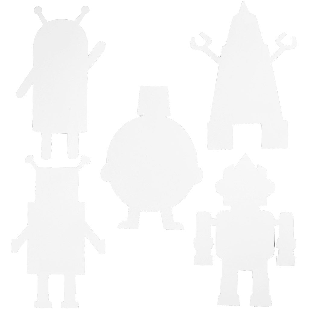 Robots, H: 22,5-24 cm, W: 15-16 cm, 230 g, white, 16 pc