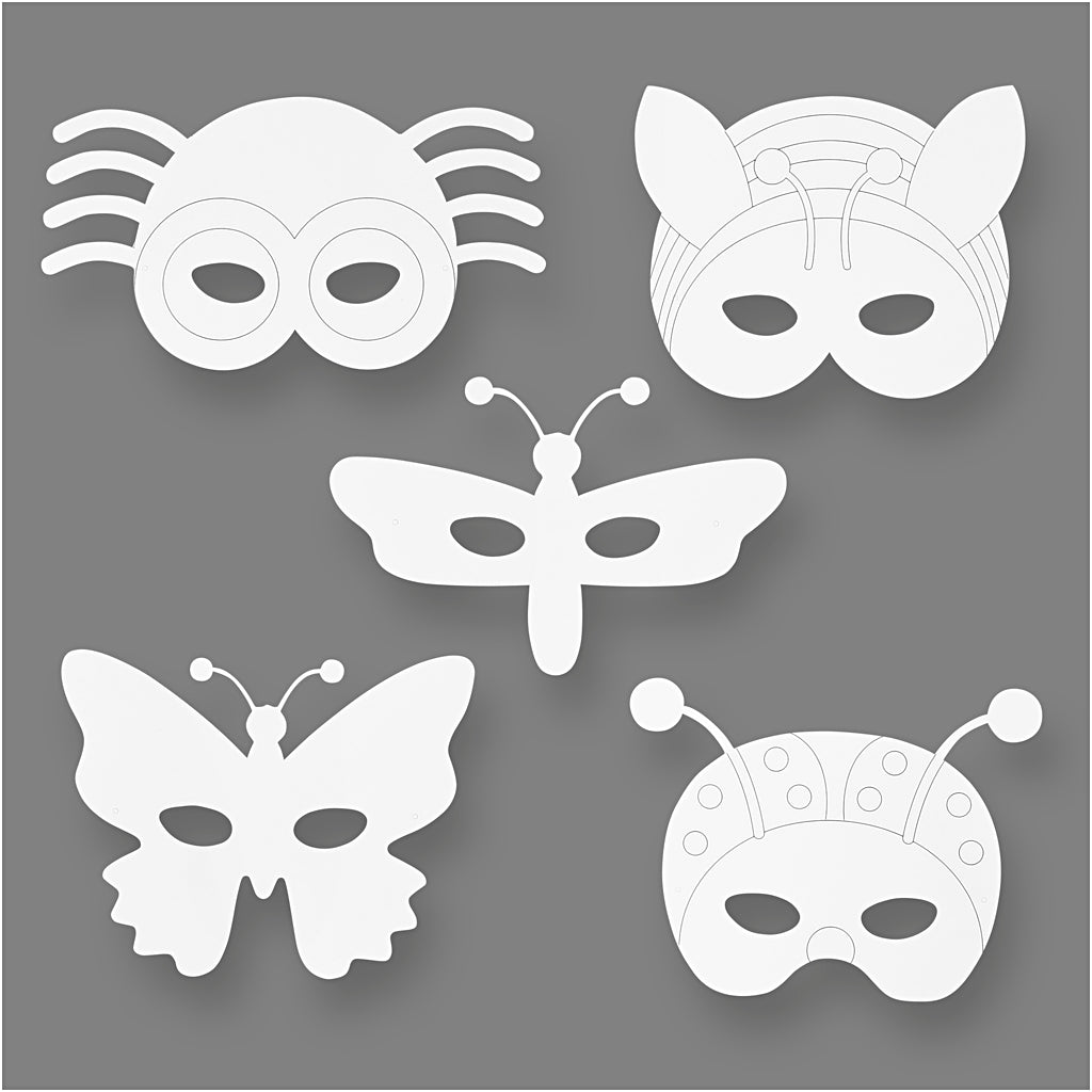 Maskers van karton, H: 15-22 cm, B: 24-25 cm, wit, 192 stuk/ 1 doos [HOB-95273]