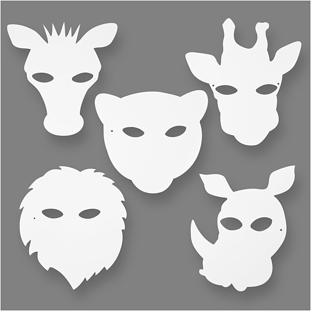 Maskers van karton, H: 15-22 cm, B: 24-25 cm, wit, 192 stuk/ 1 doos [HOB-95273]