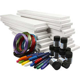 Lange canvassen met aquarel, wit, 20 stuk, 1 set [HOB-97285]