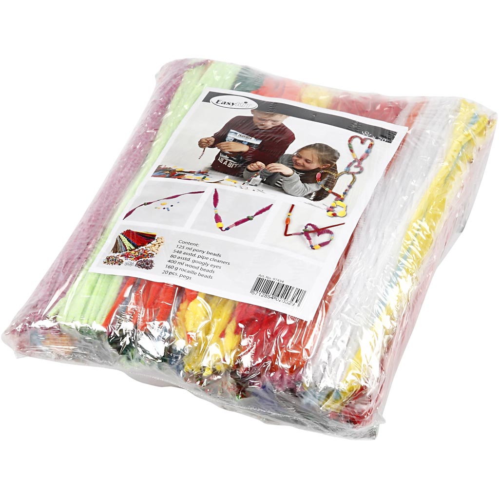 Pret met wasknijpers en chenilledraad, diverse kleuren, 1 set [HOB-97434]