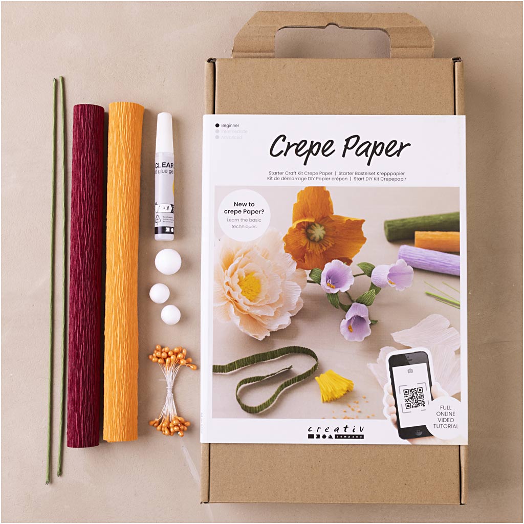 Starter Hobbyset Crêpepapier, diverse kleuren, 1 doos [HOB-97738]