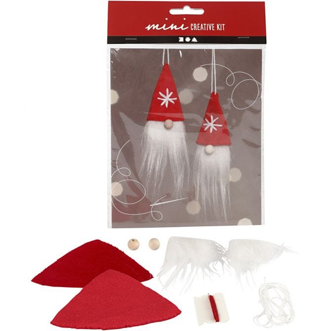 Creative mini kit, hangende kerstkabouter, H: 11 cm, 1 doos [HOB-977400]