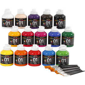 Acrylverf Glossy, diverse kleuren, 1 set [HOB-97769]