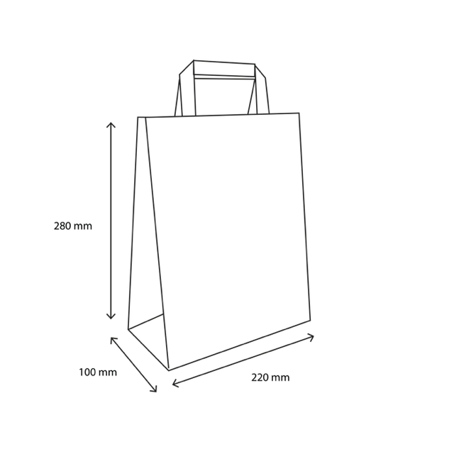 Draagtassen Papier 22x10x28cm Bruin (250 stuks) [TK-9987499]