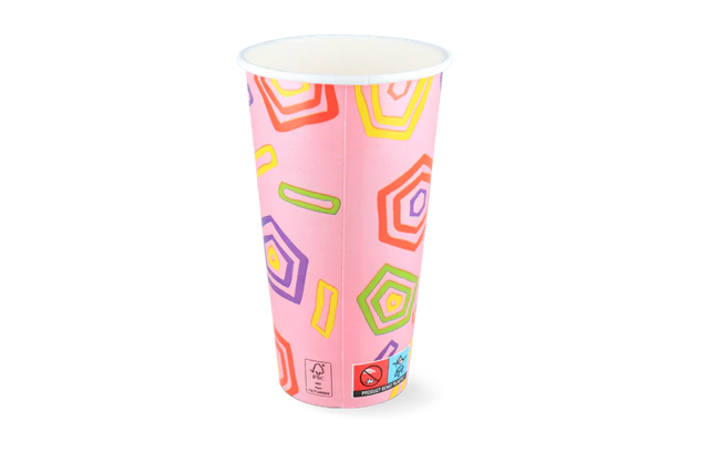Milkshakebeker karton groot 560ml Ø9 cm 20oz roze FSC® (500 stuks) [TK-9987535]