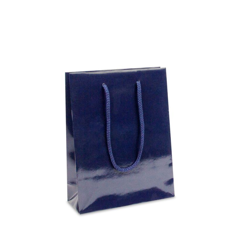 Papieren Draagtassen Donkerblauw Glanzend 25+11x33 cm (100 stuks) [FP-DPK002]
