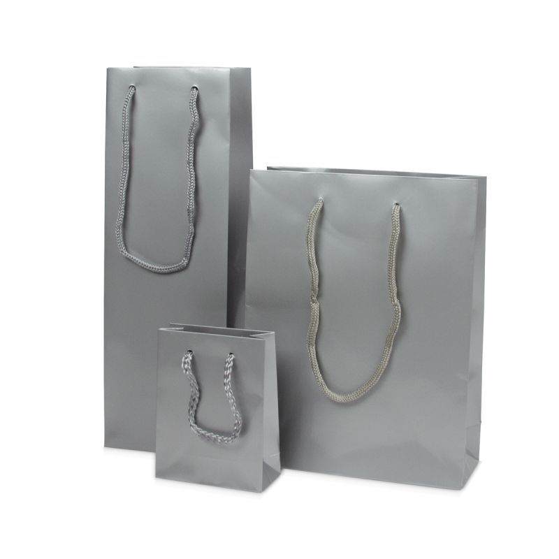 Papieren Draagtassen Zilver Glanzend 10+4,5x13 cm (250 stuks) [FP-DPK031]