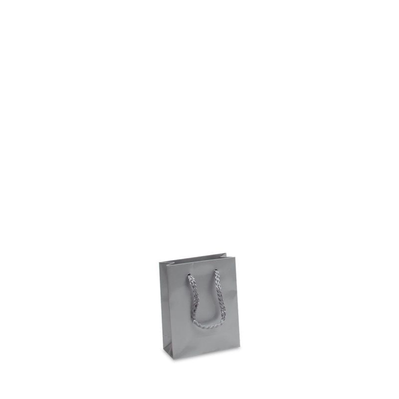 Papieren Draagtassen Zilver Glanzend 10+4,5x13 cm (250 stuks) [FP-DPK031]