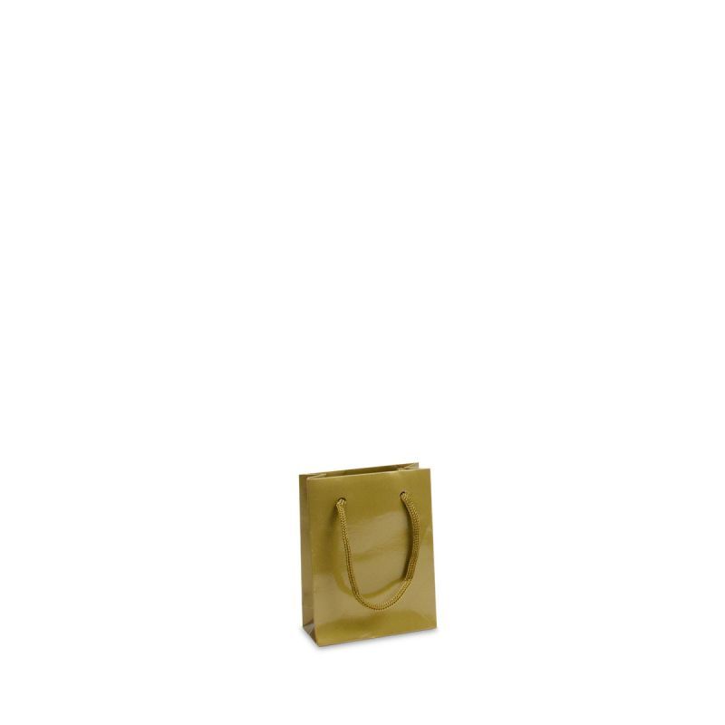 Papieren Draagtassen Goud Glanzend 10+4,5x13 cm (250 stuks) [FP-DPK032]