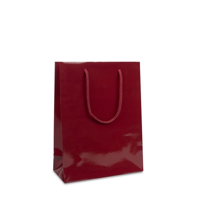 Papieren Draagtassen Bordeauxrood Glanzend 25+11x33 cm (100 stuks) [FP-DPK041]