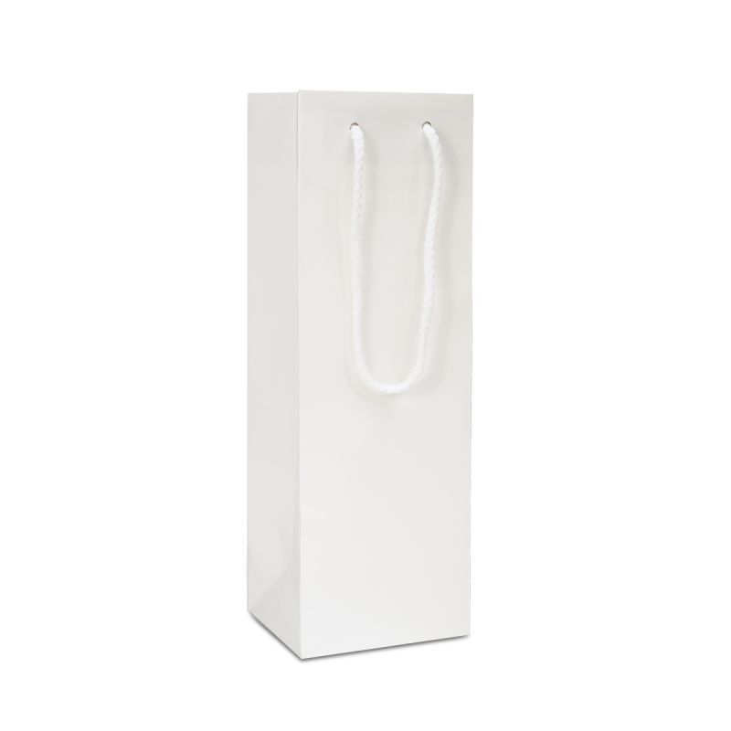 Papieren wijnflestassen Wit Glanzend 12+10x35 cm (100 stuks) [FP-DPK043W]