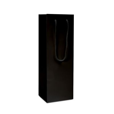 Papieren wijnflestassen Zwart Glanzend 12+10x35 cm (100 stuks) [FP-DPK044W]