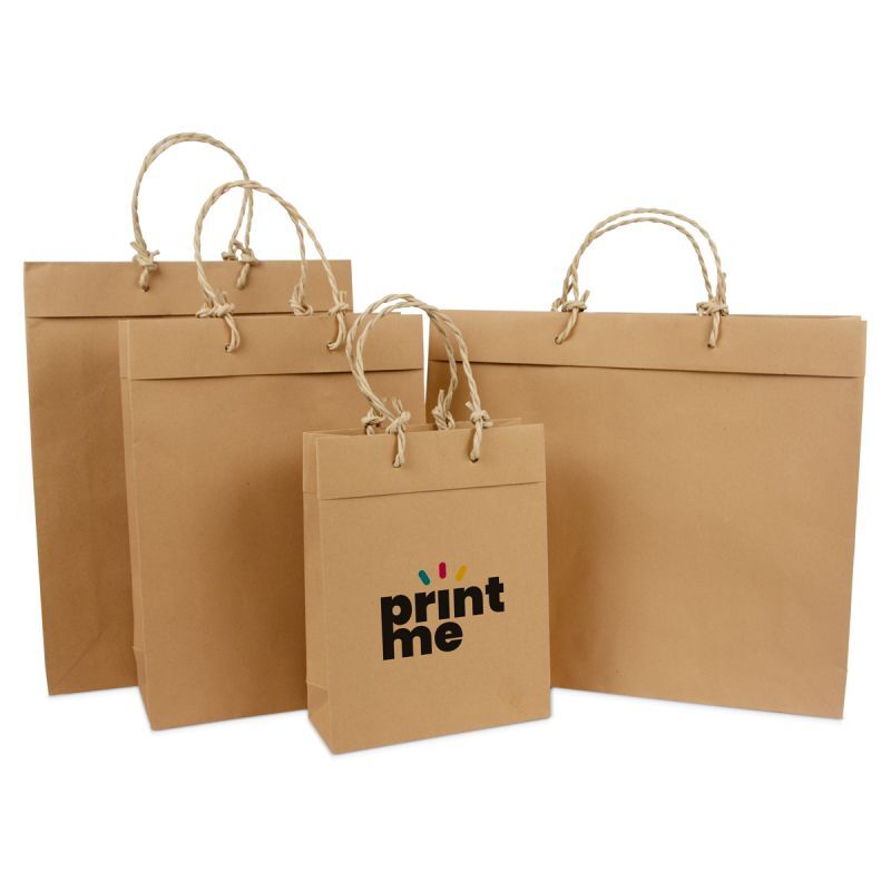 Draagtassen Bruin Gerecycled kraft 20+8x26 cm met omslag (100 stuks) [FP-DPK059]