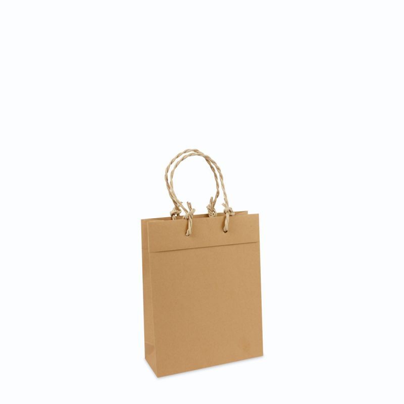 Draagtassen Bruin Gerecycled kraft 20+8x26 cm met omslag (100 stuks) [FP-DPK059]