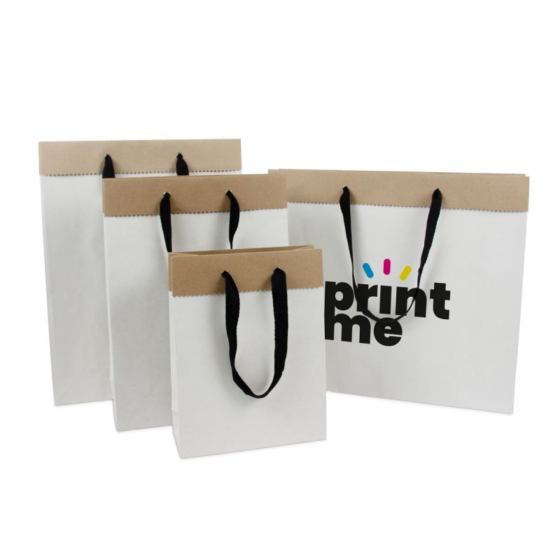 Luxe papieren tassen van gerecycled duplex papier 31+10x40 cm Wit (100 stuks) [FP-DPK086]