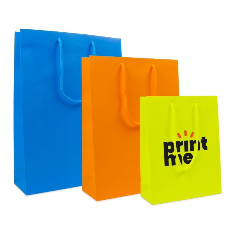 Luxe papieren tassen - Fluor mat 20+8x26 cm Geel (100 stuks) [FP-DPK094]