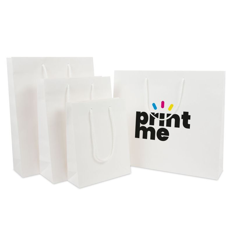 Papieren Draagtassen Wit 20+8x26 cm met katoenen handvatten (100 stuks) [FP-DPK108]