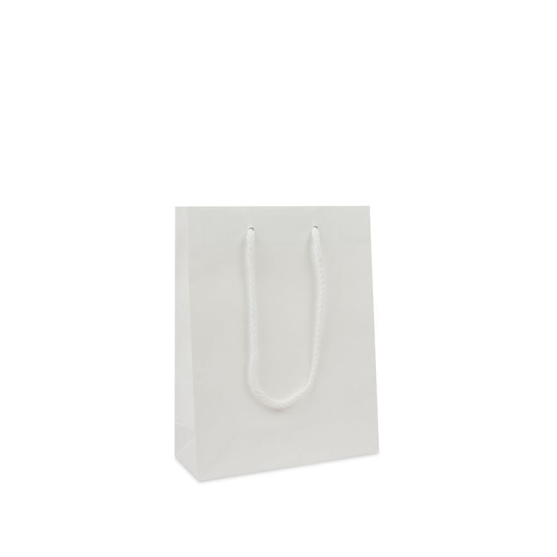 Papieren Draagtassen Wit 20+8x26 cm met katoenen handvatten (100 stuks) [FP-DPK108]