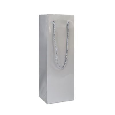 Papieren Wijnflestassen Zilver Glanzend 12+10x35 cm (100 stuks) [FP-DPK120W]