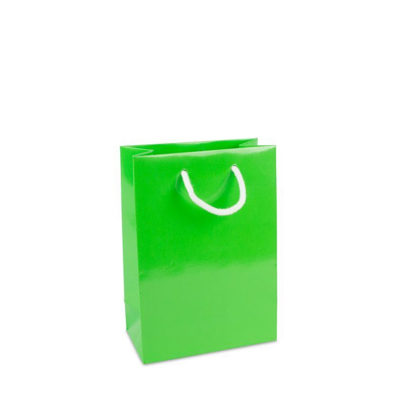 Papieren Draagtassen Groen Glanzend 19+10x27 cm (100 stuks) [FP-DPK131]