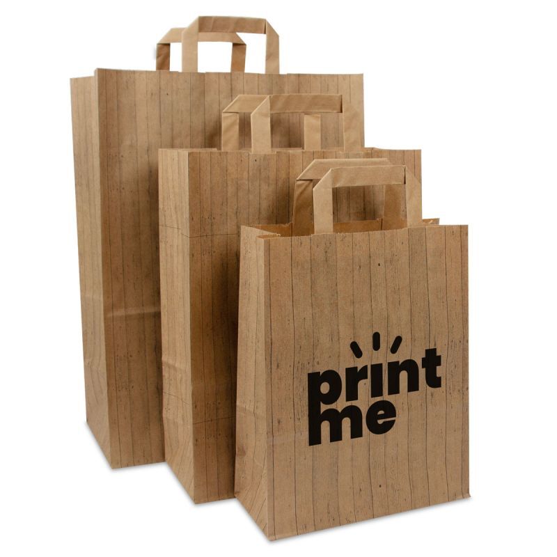 Kraft Draagtassen FSC® Houtstructuur 26+12x35 cm Bruin (250 stuks) [FP-DPL047]