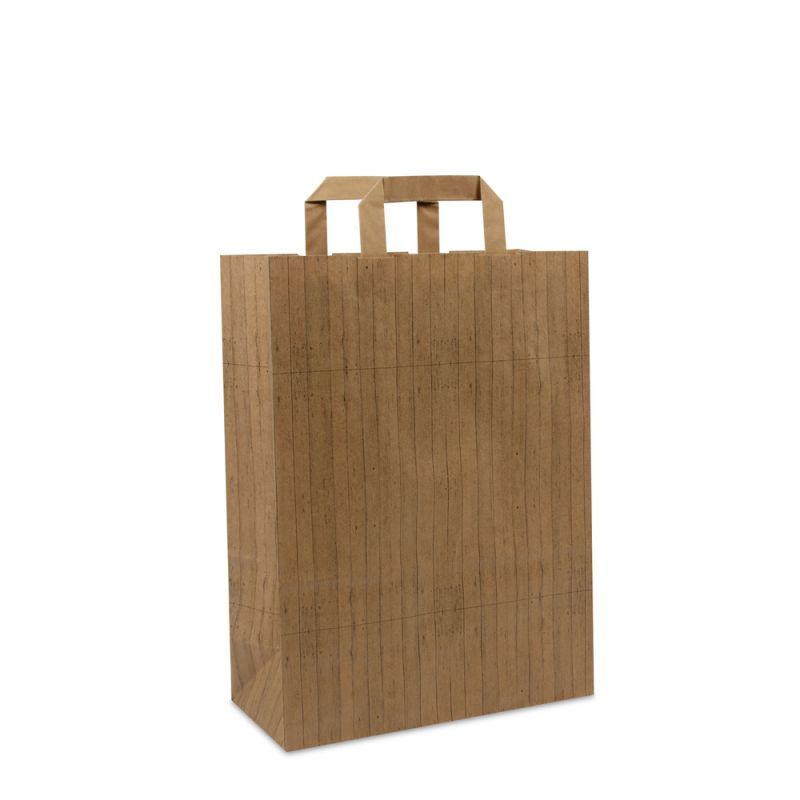 Kraft Draagtassen FSC® Houtstructuur 26+12x35 cm Bruin (250 stuks) [FP-DPL047]