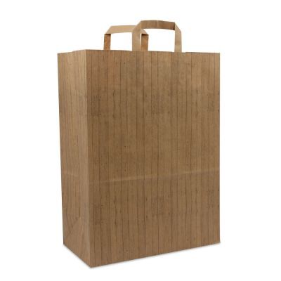 Kraft Draagtassen FSC® Houtstructuur 32+17x44 cm Bruin (250 stuks) [FP-DPL048]