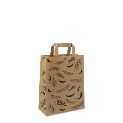 Kraft Draagtassen FSC® Veertjes 22+10x28 cm Bruin (250 stuks) [FP-DPL050]