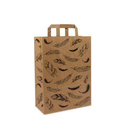 Kraft Draagtassen FSC® Veertjes 26+12x35 cm Bruin (250 stuks) [FP-DPL051]