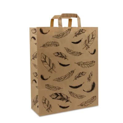Kraft Draagtassen FSC® Veertjes 32+12x40 cm Bruin (250 stuks) [FP-DPL052]