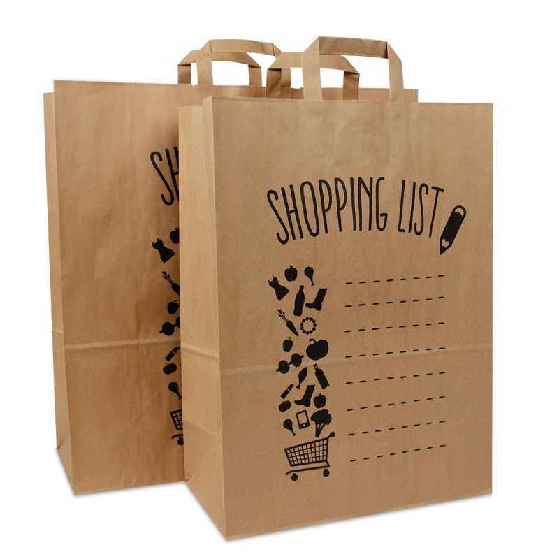 Kraft Draagtassen Shopping list 32+17x44 cm Bruin (250 stuks) [FP-DPL059]