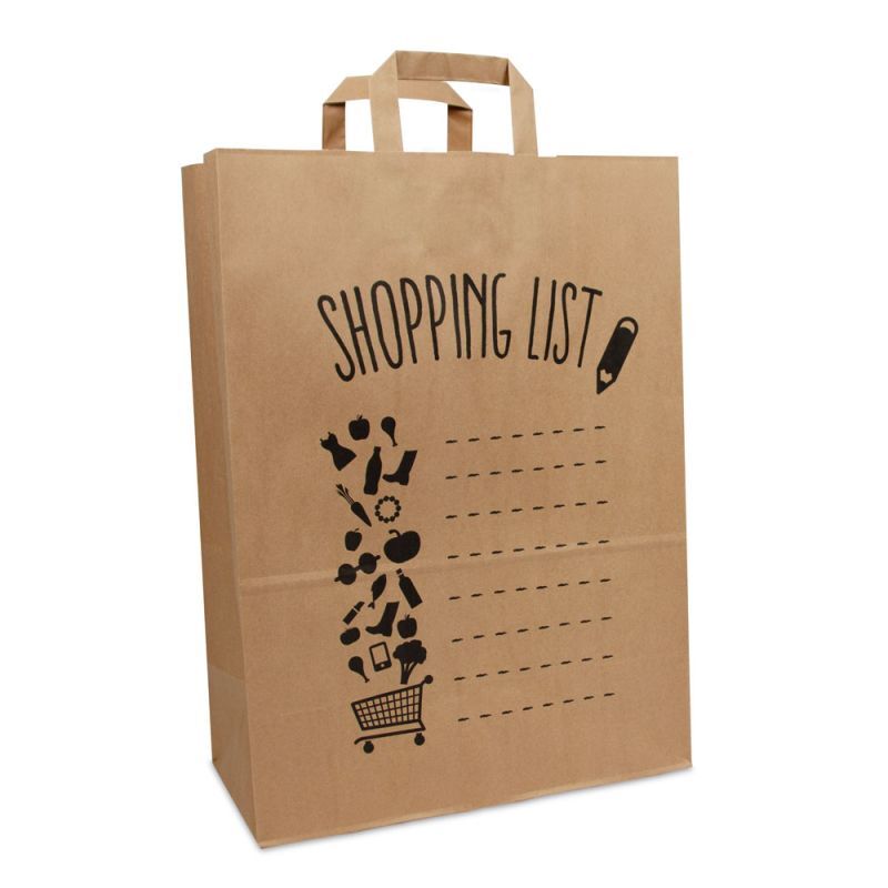 Kraft Draagtassen Shopping list 32+17x44 cm Bruin (250 stuks) [FP-DPL059]
