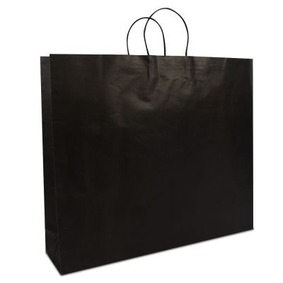 Papieren Draagtassen Zwart 54+13x46 cm met bodemkarton (100 stuks) [FP-DPT007]